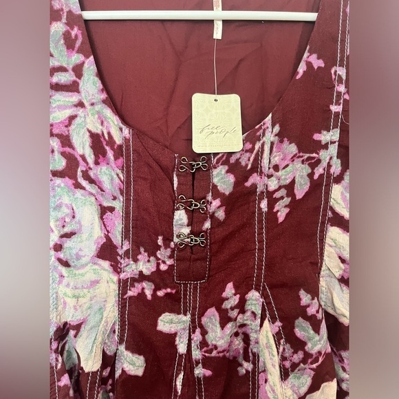 Free People Sully Mini Dress Floral Raisin Combo Festival Boho - Picture 8 of 16